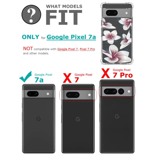 Étui floral transparent pour Pixel 7a avec 2 protecteurs d’écran pour femmes/filles, étui Flower Phone pour Google Pixel 7a, joli étui protecteur