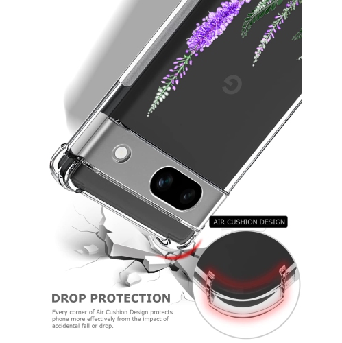 Floral Clear Case for Pixel 7a with 2 Screen Protector for Women/Girls,Flower Phone Cover for Google Pixel 7a,Pretty Design Soft Cute Drop Proof