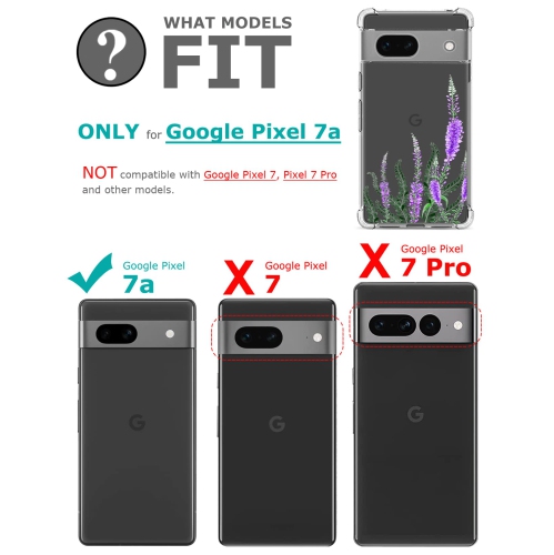 Floral Clear Case for Pixel 7a with 2 Screen Protector for Women/Girls,Flower Phone Cover for Google Pixel 7a,Pretty Design Soft Cute Drop Proof