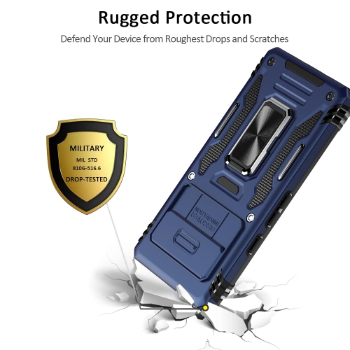 Google Pixel 7A Case with Slide Camera Cover Drop Tested Military Grade Heavy Duty Protective Durable Sturdy Rotate Ring Kickstand Phone Case for