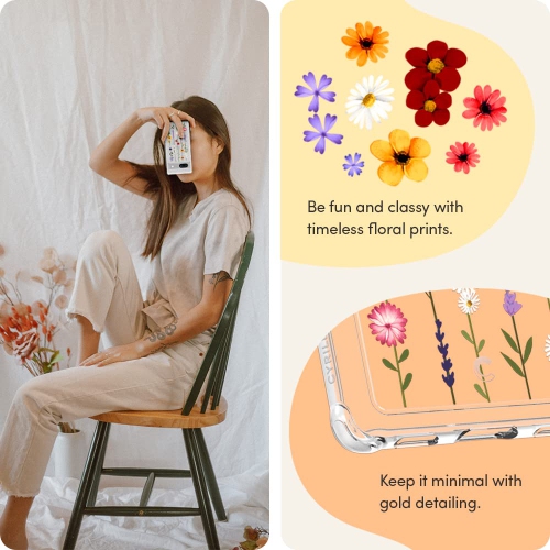 Compatible with Google Pixel 7a Case 5G, Clear with Cute Floral Design for Women, Slim Fit Profile - Flower Garden