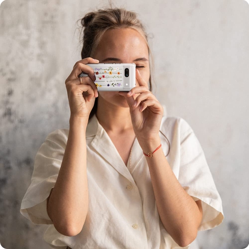 Compatible with Google Pixel 7a Case 5G, Clear with Cute Floral Design for Women, Slim Fit Profile - Flower Garden