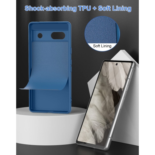 Cresee Thin Google Pixel 7a Case, TPU Cover with Camera Protection Soft Interior Slim Flexible Phone Case for Pixel 7a - Blue