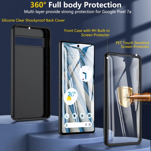 Pixel 7A Case, Google Pixel 7A Case, Full Body Shockproof Pixel 7A Case with Built-in Screen Protector Shock Absorption Bumper Cover Anti-Scratch