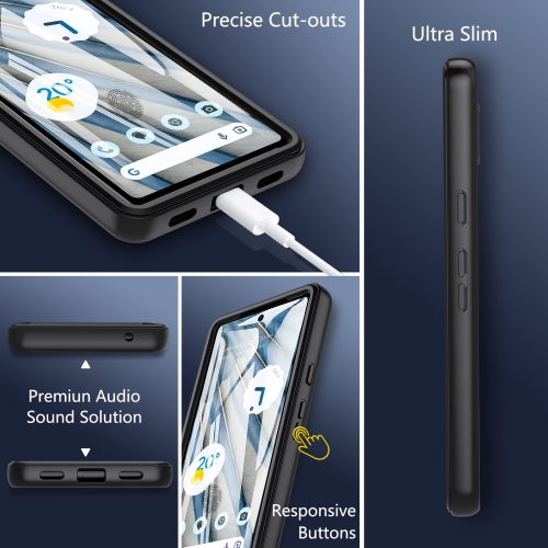 Pixel 7A Case, Google Pixel 7A Case, Full Body Shockproof Pixel 7A Case with Built-in Screen Protector Shock Absorption Bumper Cover Anti-Scratch