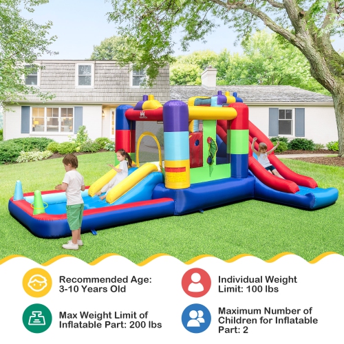 Costway Mutifunctional Kids Infalatable Bounce Castle with 50 Ocean Balls & 735W Blower