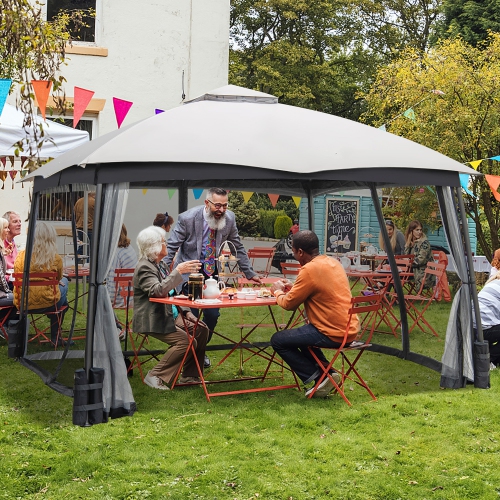 Costway 10x12 FT 2-Tier Patio Gazebo Canopy Netting Heavy-Duty Metal Easy-Setup Outdoor