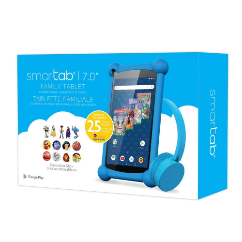 Refurbished Disney ST7160DBL Smartab 7" HD Android Tablet Bundle with Headphones and Bumper Case Blue