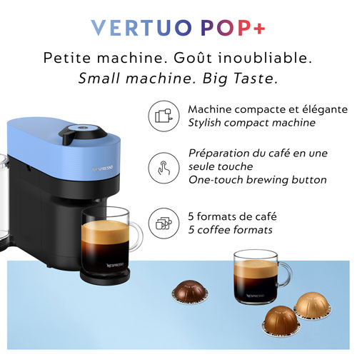 Ensemble avec machine à café/espresso Vertuo Pop+ de Nespresso par De'Longhi - Bleu Pacifique