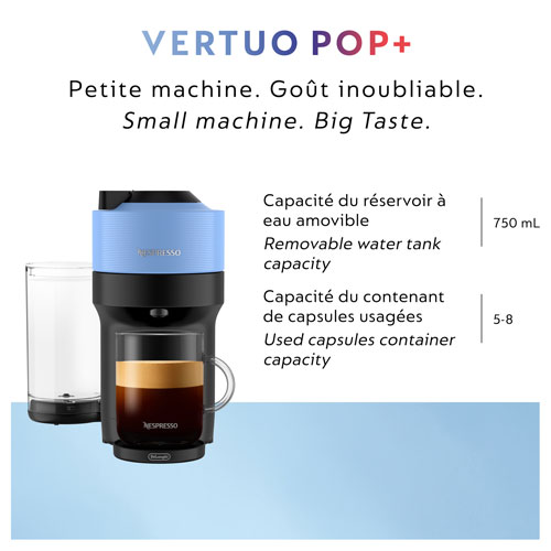 Ensemble avec machine à café/espresso Vertuo Pop+ de Nespresso par De'Longhi - Bleu Pacifique