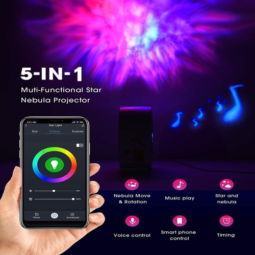 navor RGB Starry Night Light Bluetooth Wifi Projector with Timer Compatible with Alexa & Google Home Rotatable Nebula Cloud Stars for Bedroom, Home
