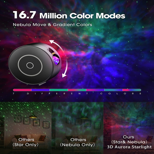 navor RGB Starry Night Light Bluetooth Wifi Projector with Timer Compatible with Alexa & Google Home Rotatable Nebula Cloud Stars for Bedroom, Home