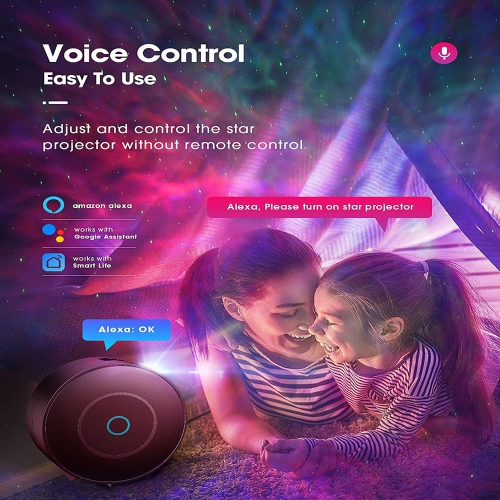 navor RGB Starry Night Light Bluetooth Wifi Projector with Timer Compatible with Alexa & Google Home Rotatable Nebula Cloud Stars for Bedroom, Home
