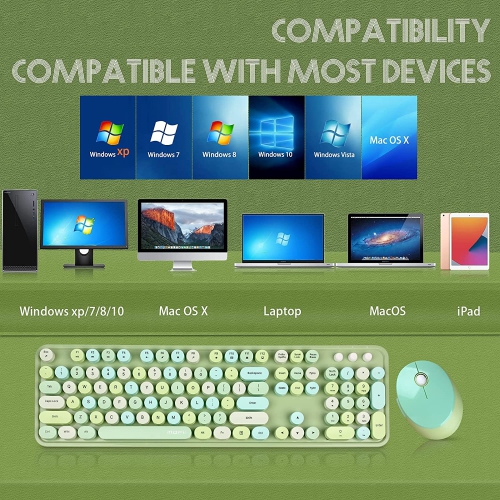 NIERBO 2.4G USB Ergonomic Wireless Keyboard and Mouse Combo for Computer, Laptop, PC Desktops