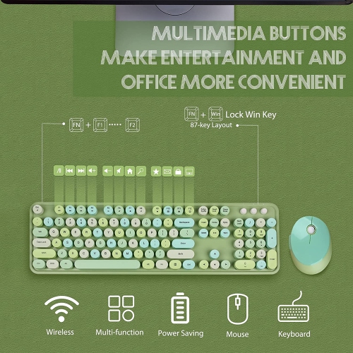 NIERBO 2.4G USB Ergonomic Wireless Keyboard and Mouse Combo for Computer, Laptop, PC Desktops