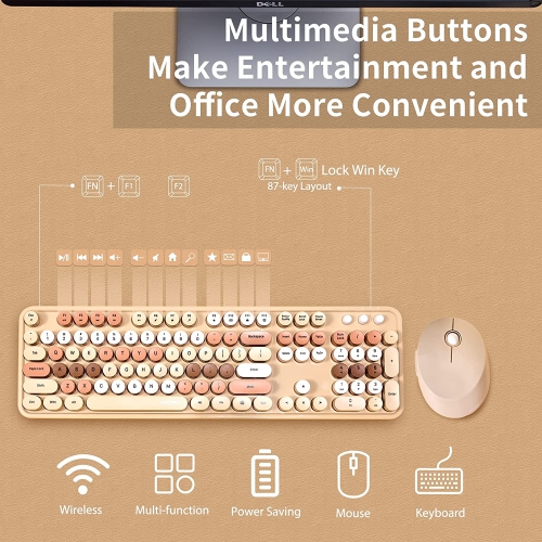 NIERBO 2.4G USB Ergonomic Wireless Keyboard and Mouse Combo for Computer, Laptop, PC Desktops