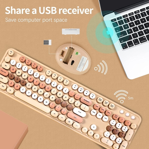 NIERBO 2.4G USB Ergonomic Wireless Keyboard and Mouse Combo for Computer, Laptop, PC Desktops