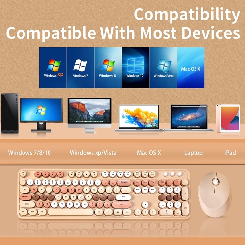 NIERBO 2.4G USB Ergonomic Wireless Keyboard and Mouse Combo for Computer, Laptop, PC Desktops