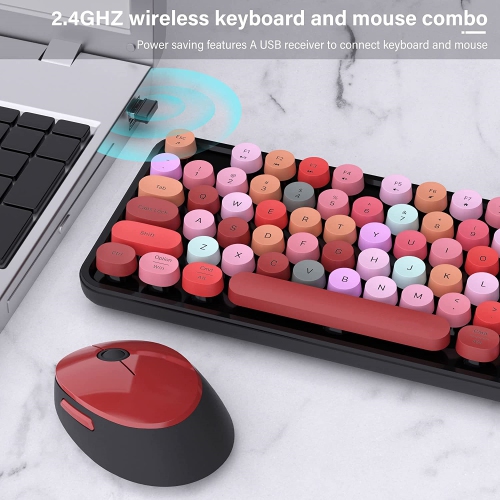 NIERBO 2.4G USB Ergonomic Wireless Keyboard and Mouse Combo for Computer, Laptop, PC Desktops