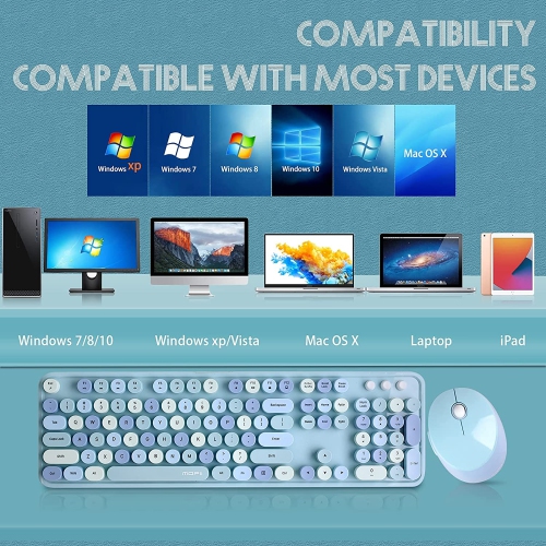 NIERBO 2.4G USB Ergonomic Wireless Keyboard and Mouse Combo for Computer, Laptop, PC Desktops