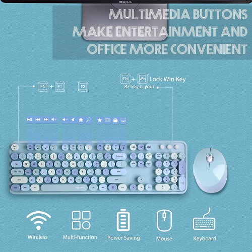 NIERBO 2.4G USB Ergonomic Wireless Keyboard and Mouse Combo for Computer, Laptop, PC Desktops