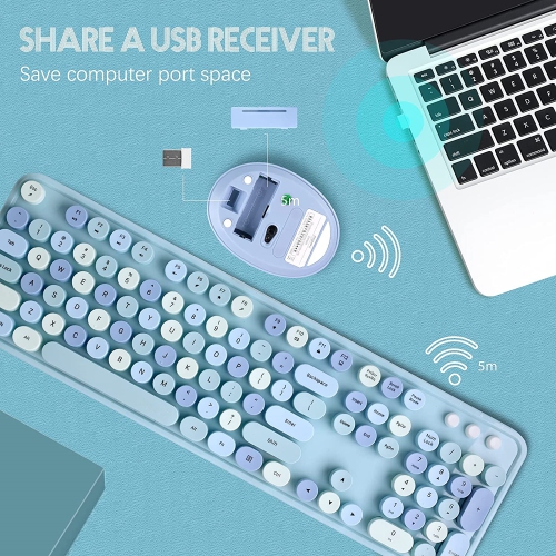 NIERBO 2.4G USB Ergonomic Wireless Keyboard and Mouse Combo for Computer, Laptop, PC Desktops