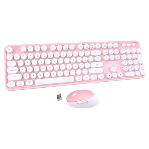 NIERBO  2.4G USB Ergonomic Wireless Keyboard And Mouse Combo for Computer, Laptop, PC Desktops (Pink-White Mixed Style Keyboard + Mouse)