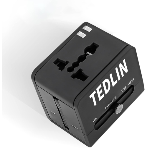 TEDLIN Universal International Travel Power Adapter with 2 High Speed USB Ports, for Over 150 Countries including USA, Europe, UK & Asia