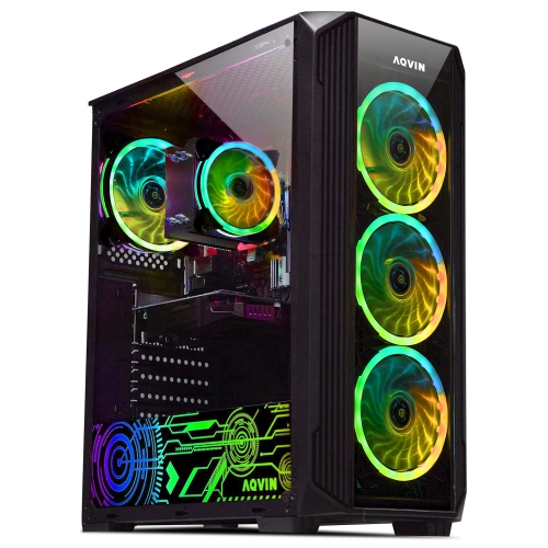 AQVIN  Zforce Tower Prebuilt Gaming PC - Intel Core I7 Up to 4.6Ghz 32GB Ddr4 Ram 512GB SSD Geforce Rtx 3060 12GB HDMI, RGB Keyboard, Mouse Windows