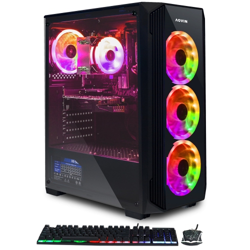 Gaming PC Tower - RTX 3050, Intel Core i5, 32GB Memory, 512GB SSD, Win 11 Pro, RGB + Keyboard & Mouse by AQVIN - Refurbished condition - Image 2