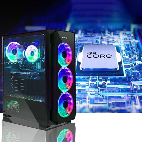 Gaming PC Tower - RTX 3050, Intel Core i5, 32GB Memory, 512GB SSD, Win 11 Pro, RGB + Keyboard & Mouse by AQVIN - Refurbished condition - Image 4
