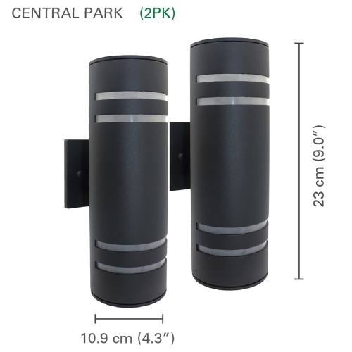 Xtricity - Set of 2 Outdoor Wall Light, 12.99'' Height, From the Central Park Collection, Black Aluminum