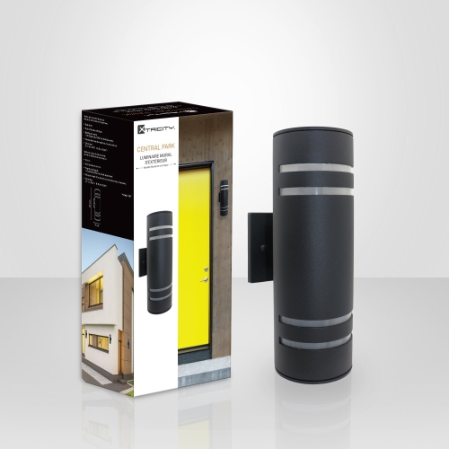 Xtricity - Set of 2 Outdoor Wall Light, 12.99'' Height, From the Central Park Collection, Black Aluminum