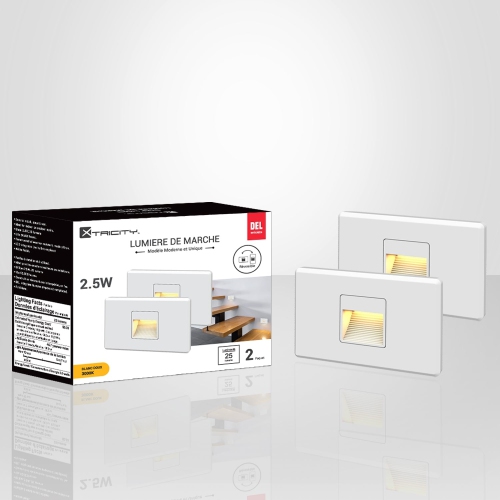 Xtricity - Set of 2 LED Safety Stair Lights, 2.5W, 25 Lumens, 3000K Soft White, White