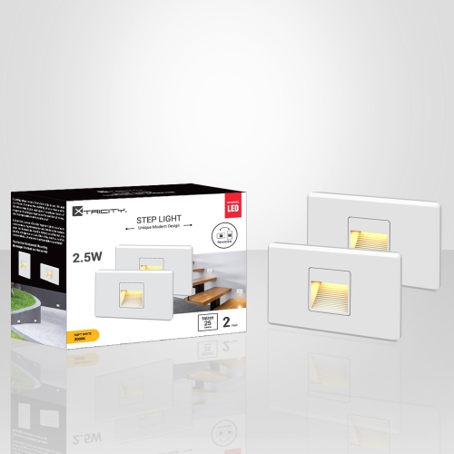 Xtricity - Set of 2 LED Safety Stair Lights, 2.5W, 25 Lumens, 3000K Soft White, White