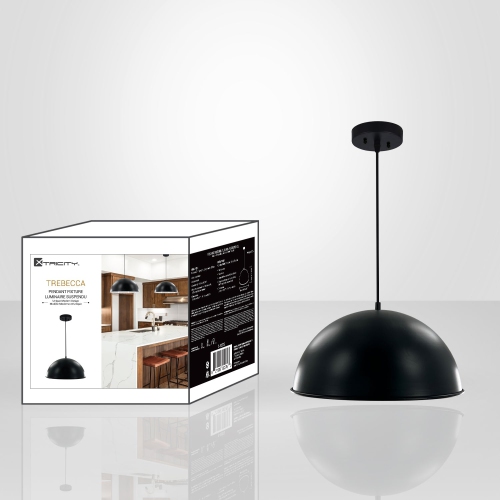 Xtricity - Pendant, 14.17" Width, From the Trebecca Collection, Black