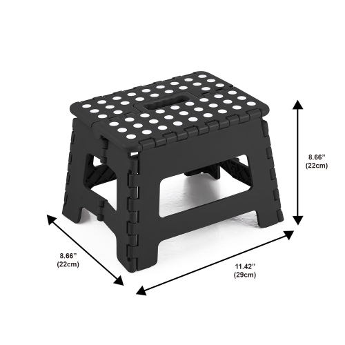 Jessar – marche pliable en plastique, 29&nbsp;cm x 22&nbsp;cm x 22&nbsp;cm, noir