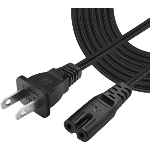 GENERIC  2-Slot Non-Polarized Ul Listed Spt2 18Awg Universal Replacement Power Cord (Nema 1-15P to Iec C7), Black (6Ft)