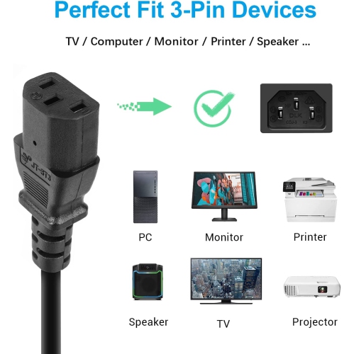 3 Prong Power Cord Replacement for Vizio TV, Vizio VX32L VW32L VX37L VW26L VA6 VMM26 LCD TV Power Cable