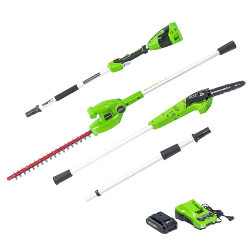 Greenworks 24V 8-Inch Polesaw and Pole Hedge Trimmer Combo, 2.0Ah Battery and Charger