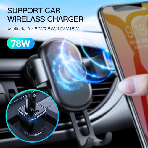 Rexing 78W Vehicle Quick Charger Compatible with iPhone and Samsung Note with Cables Included - Black