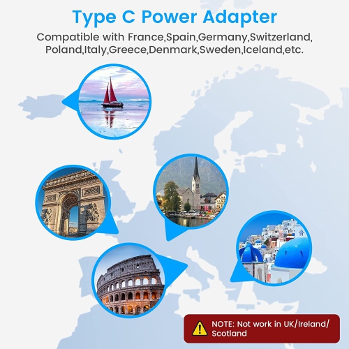 Adaptateur de voyage européen TEDLIN avec alimentation internationale pliable, 2 prises, 3 ports de chargement USB