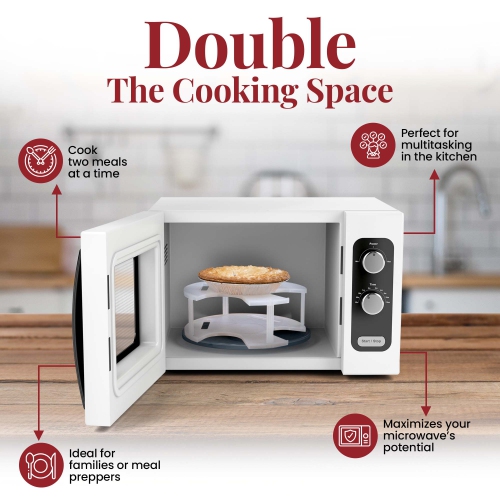 DoubleWave Neutral Standard two-tier plate stacker | Microwave tray for better cooking efficiency | Food Grade Safe and BPA Free plate stacker for
