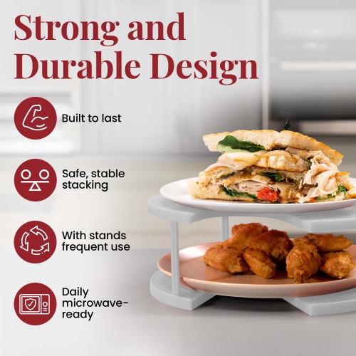 DoubleWave Neutral Standard two-tier plate stacker | Microwave tray for better cooking efficiency | Food Grade Safe and BPA Free plate stacker for