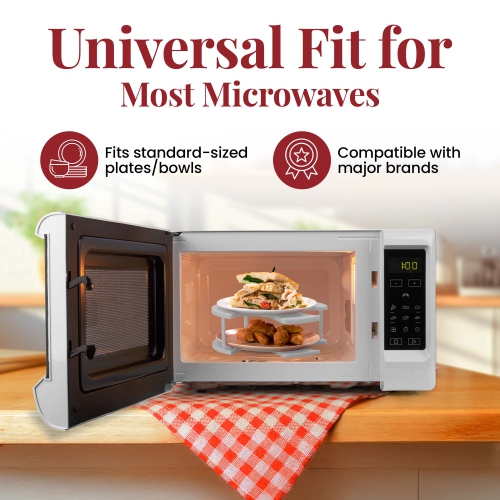 DoubleWave Neutral Standard two-tier plate stacker | Microwave tray for better cooking efficiency | Food Grade Safe and BPA Free plate stacker for