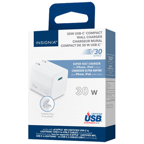 Insignia 30W USB-C Wall Charger - White - Only at Best Buy