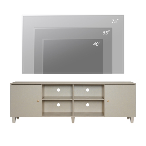 WAMPAT Mid Century TV Stand for up to 75 Inch TV,Wood Entertainment Center with Door Storage and Open Shelf for Living Room Bedroom, 70 inch