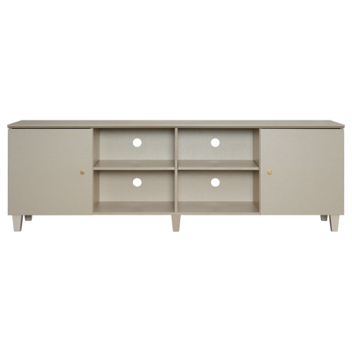 WAMPAT Mid-Century TV Stand with Blue LED Light，Modern Entertainment Center with Door Storage and Open Shelf for up to 75 Inch TV, TV Console Table