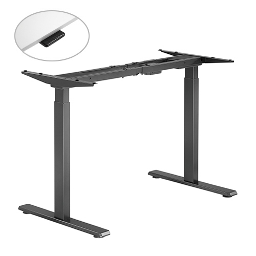 Ergoloop Walnut - Black Dual motor electric Sit - Stand desk 59" x 29.5" top with memory adjustments, timer and anti-collision system built on top