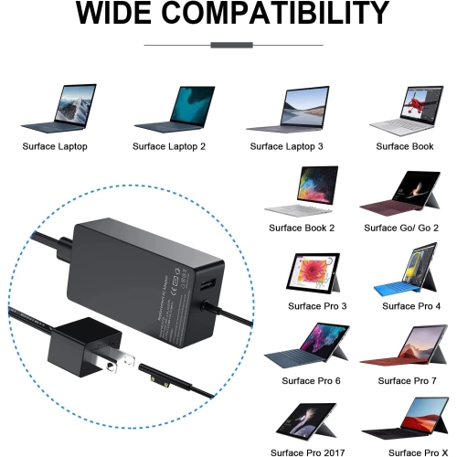 Stroudtech Laptop Charger for Surface Pro Charger Surface Laptop Charger 65W Compatible with Microsoft Surface Pro 3/4/5/6/7/X,Surface Laptop